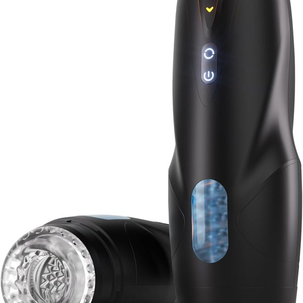 Male Masturbator Sex Toys for Men - Adult Toys Penis Pump with 8 Thrusting & 8 Spinning Modes, Pocket Pussy Male Stroker with 3D Realistic Sleeves & Indicator, Blowjob Toy Mens Sex Machine