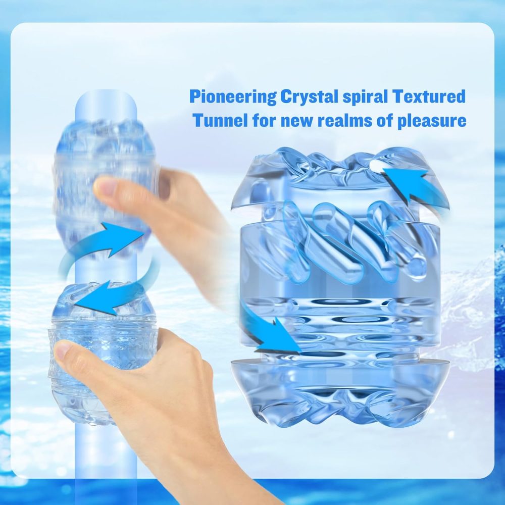 Spiral Motion Male Masturbator Adult Sex Toys for Men - Manual Sucking Stroker Realistic Pocket Pussy for Men Masturbation Sleeve, Open Ended Crystal Blowjob Sex Toy,  Pocket Pussies Penis Toys - Image 2