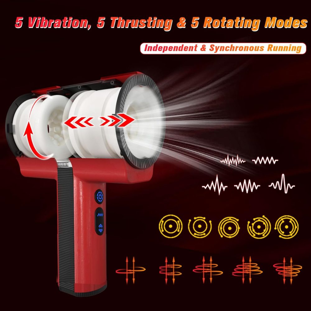 Male Masturbator Adult Sex Toys for Men - Dual-Sleeve Automatic Thrusting Rotating Vibrating Blowjob Sex Machine Oral Sex Toy Stroker Penis Vibrator,  Mens Masturbators Cup Pocket Pussy for Men - Image 2