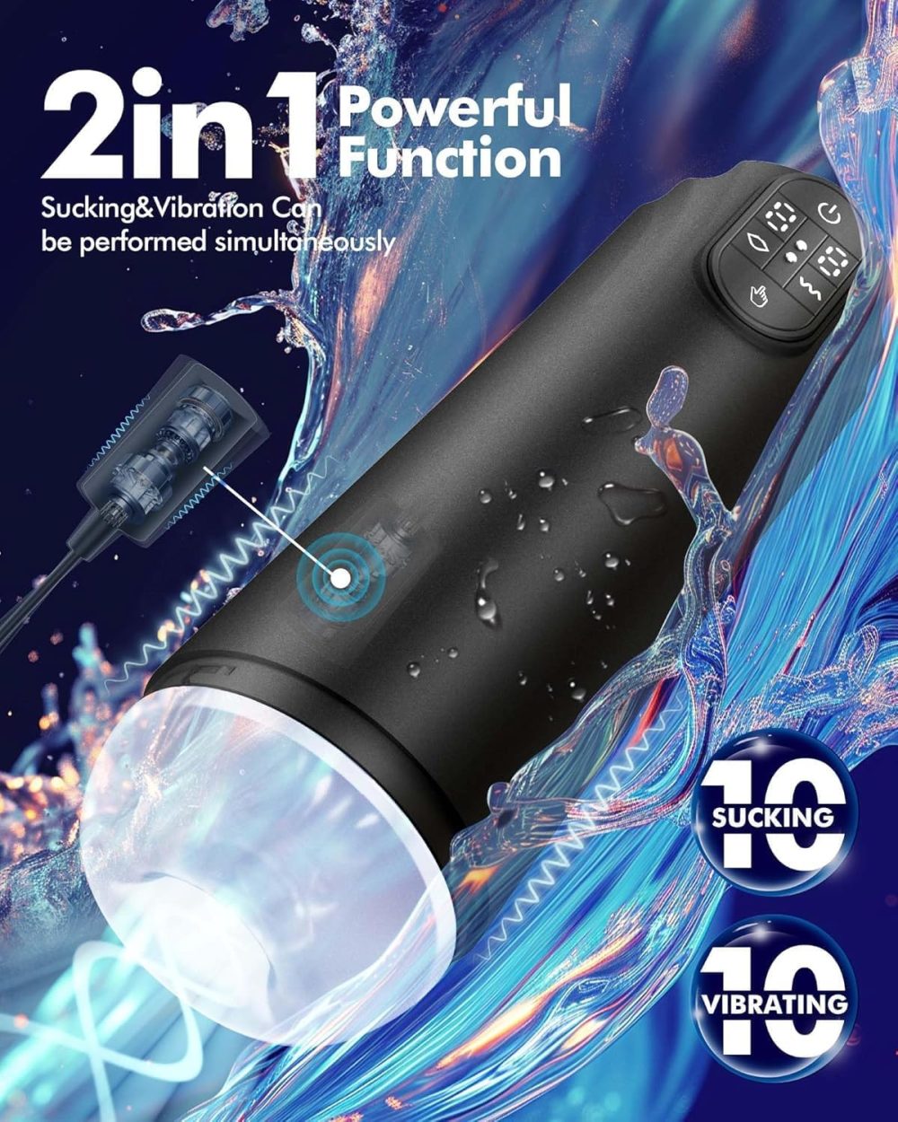 Automatic Sucking Masturbator for Men - Upgraded Male Masturbators Cup with 10 Vibrating & Suction, Hands Free Blowjob Adult Sex Toys Stroker Pocket Pussy with 3D Textured for Male Penis Pumps | Black - Image 2