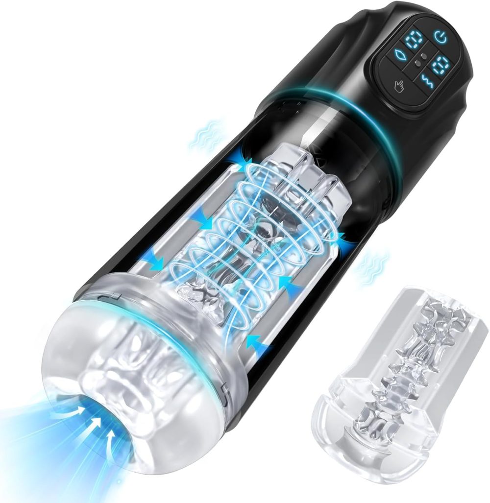 Automatic Sucking Masturbator for Men - Upgraded Male Masturbators Cup with 10 Vibrating & Suction, Hands Free Blowjob Adult Sex Toys Stroker Pocket Pussy with 3D Textured for Male Penis Pumps | Black