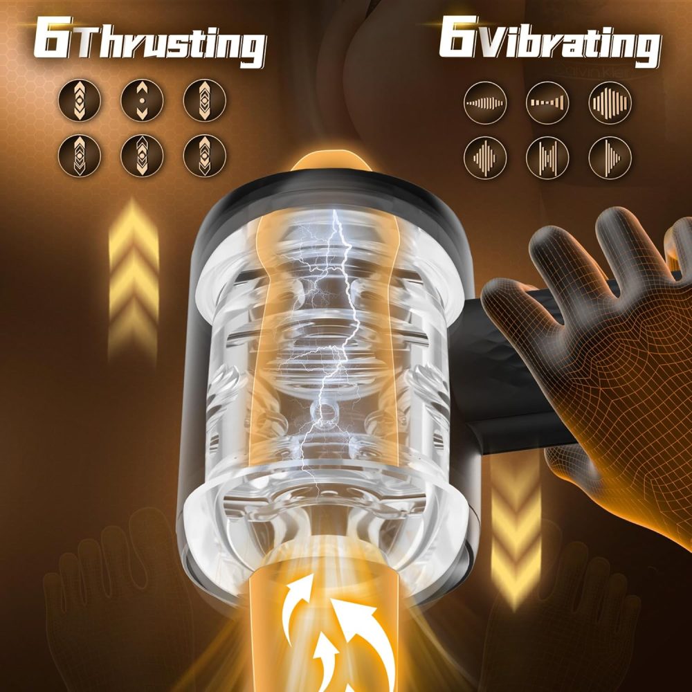 Sex Toys for Men, Automatic Male Masturbator with 6 Powerful Thrusting & Vibration Modes, Hands-Free Stroker for Men Pleasure, Open-Ended Sex Machine Penis Pump Male Toy - Image 2